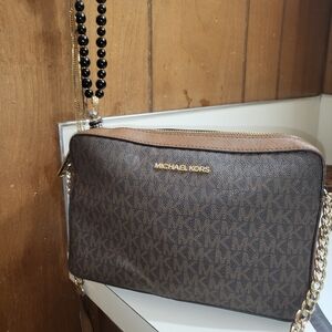 Michael Kors Dark Brown Monogram Crossbody Bag